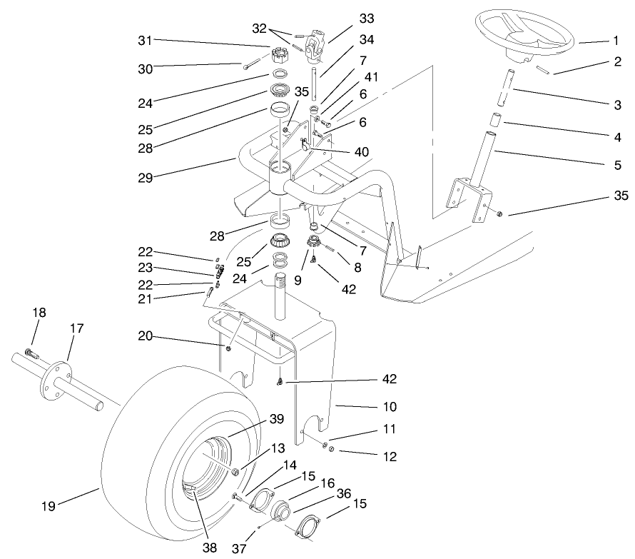 Front Wheel & Steering Assembly