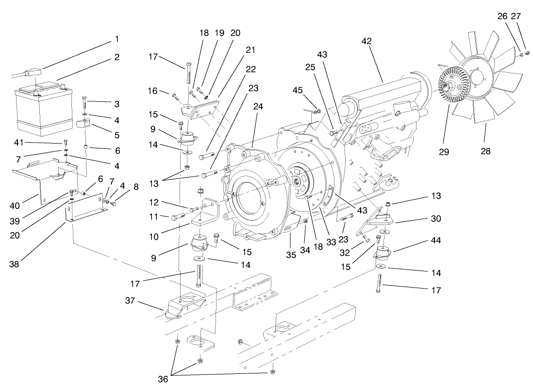 Engine & Battery Installation Assembly