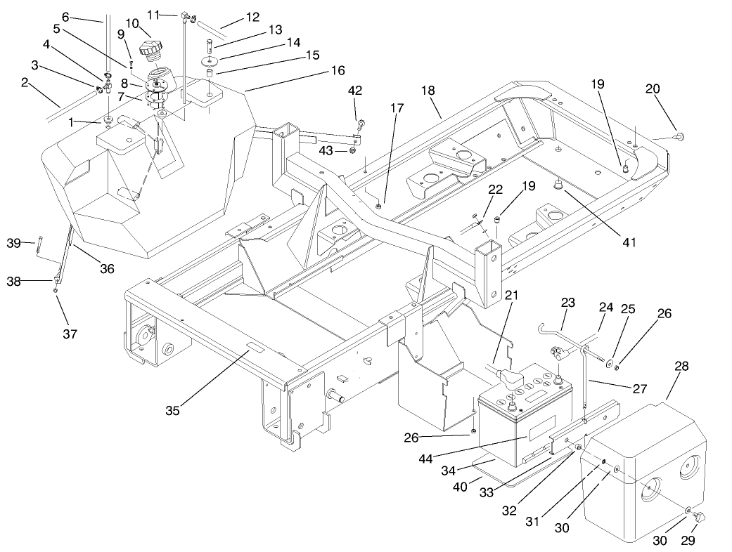 Frame, Fuel Tank and Battery Assembly