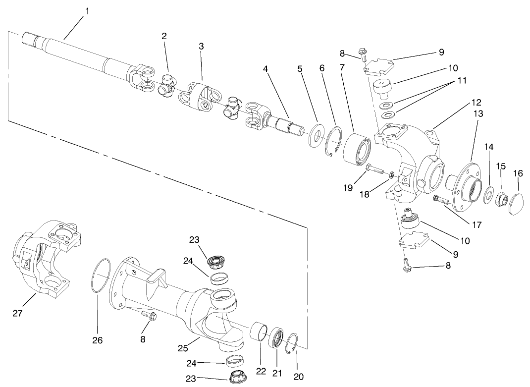 4wd Axle-Universal Joint and Kingpin Assembly