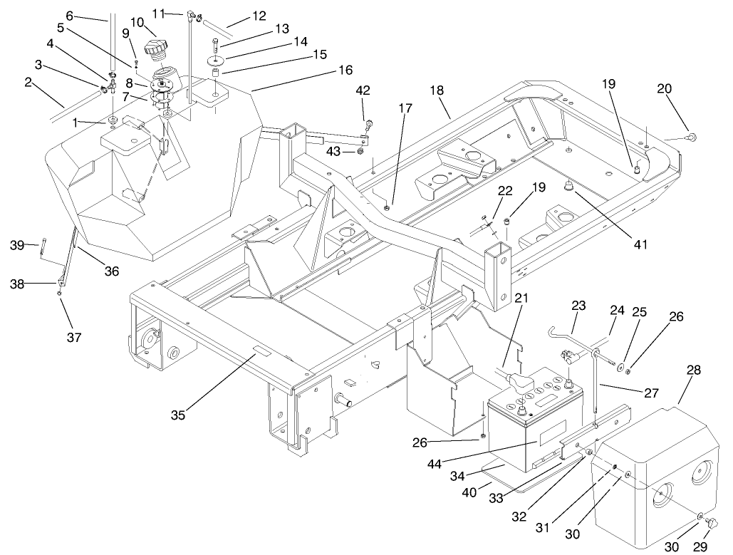 Frame, Fuel Tank and Battery Assembly
