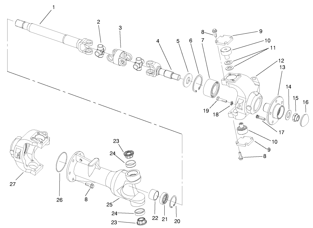 4wd Axle-Universal Joint and Kingpin Assembly