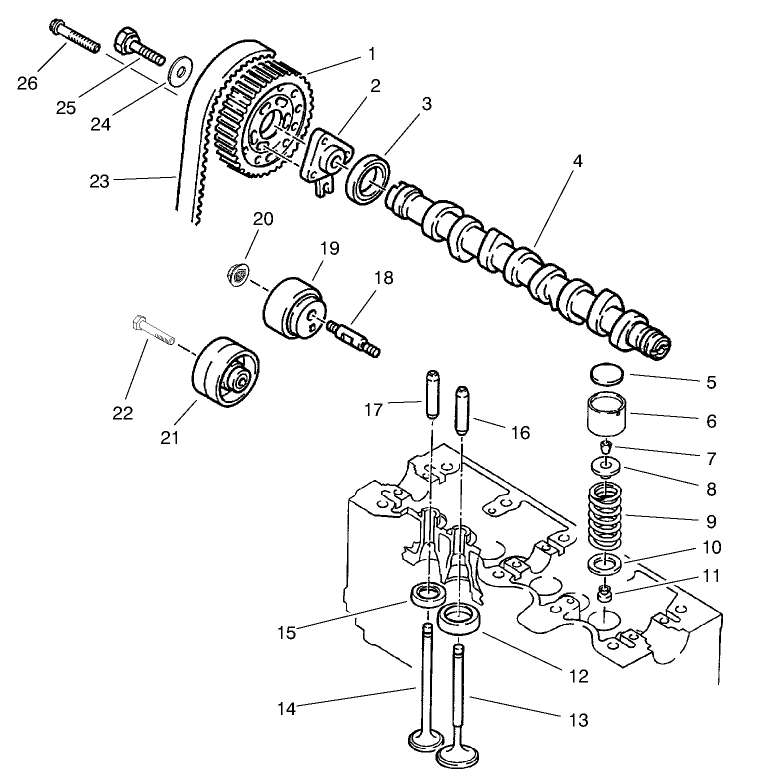 Camshaft and Valve Assembly