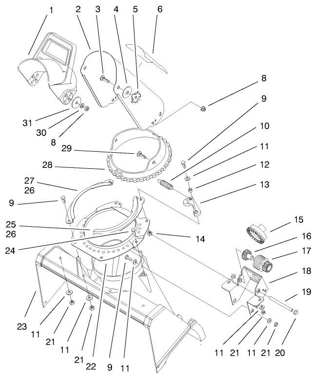 Deflector and Discharge Assembly