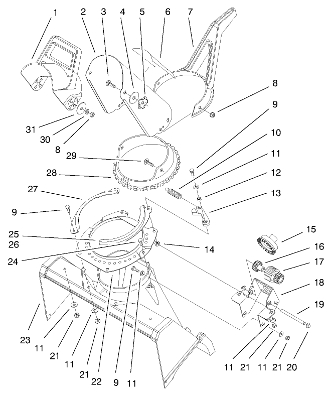Deflector and Discharge Assembly