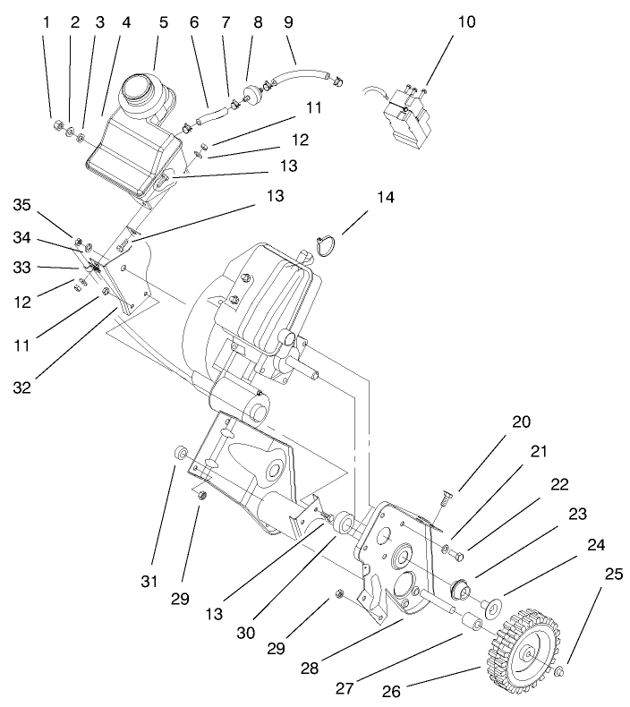 Engine and Gas Tank Assembly