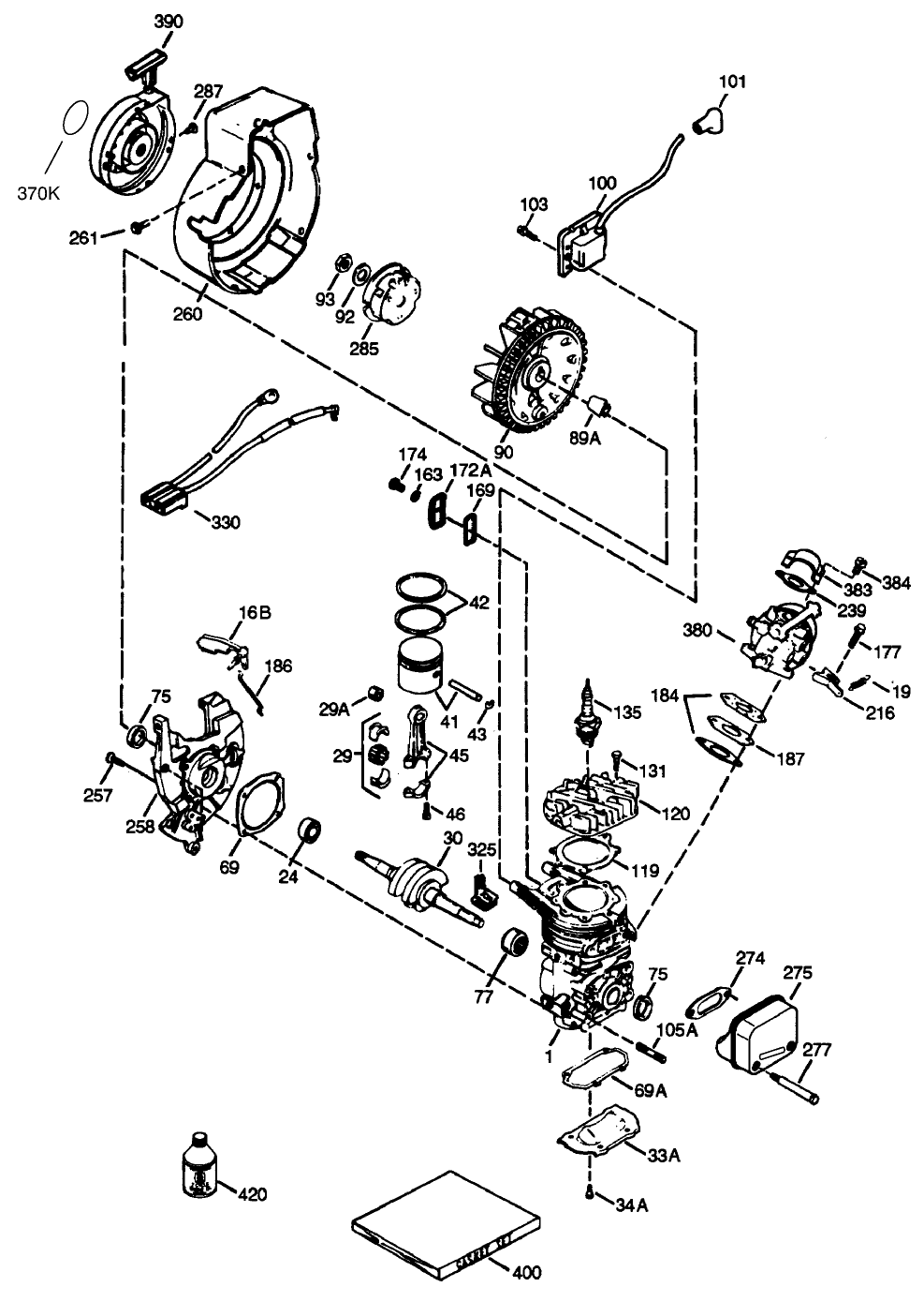Engine Tecumseh Model No. Hsk635-1721a