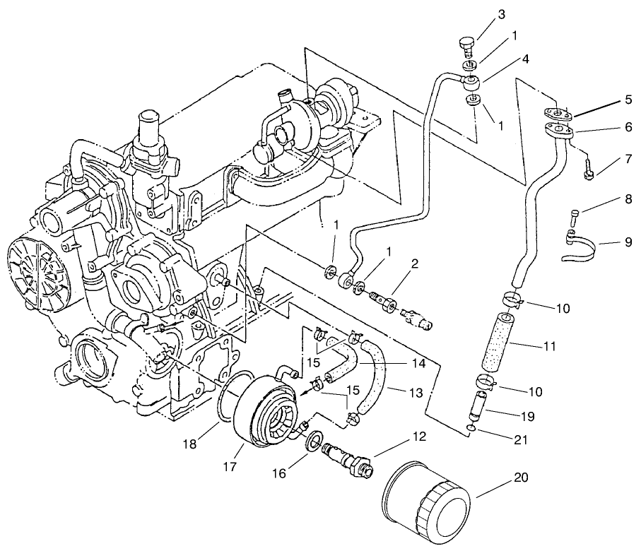 Filter, Oil Cooler & Pipe Asm