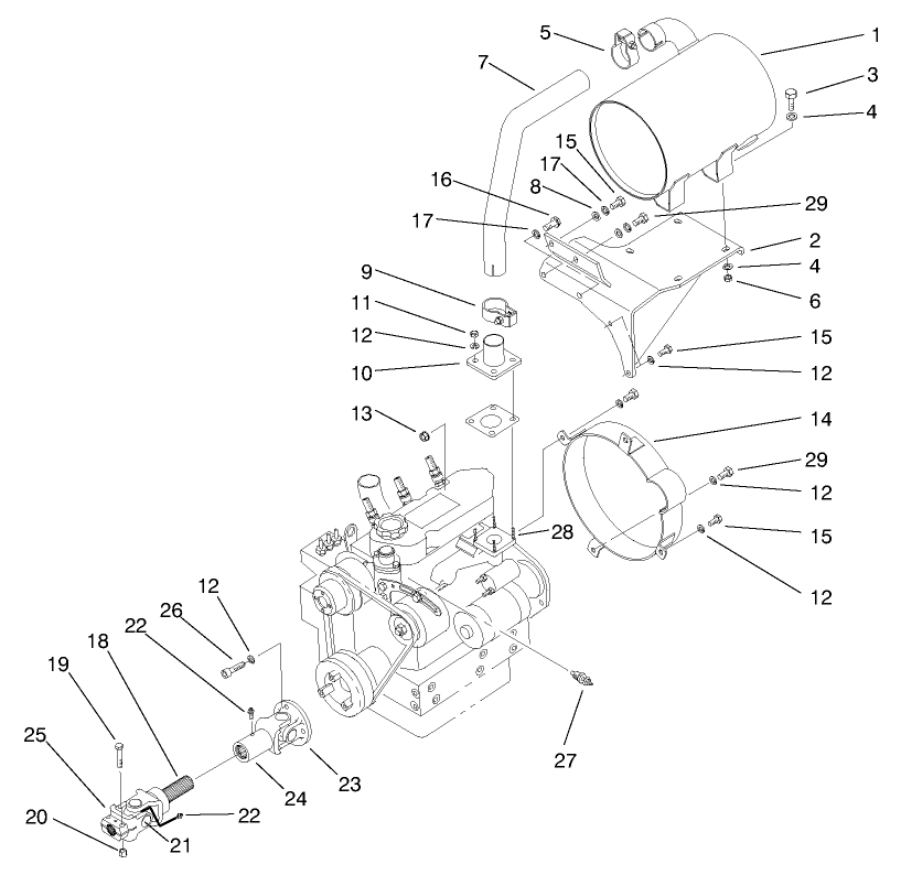 Muffler & Pump Drive Asm