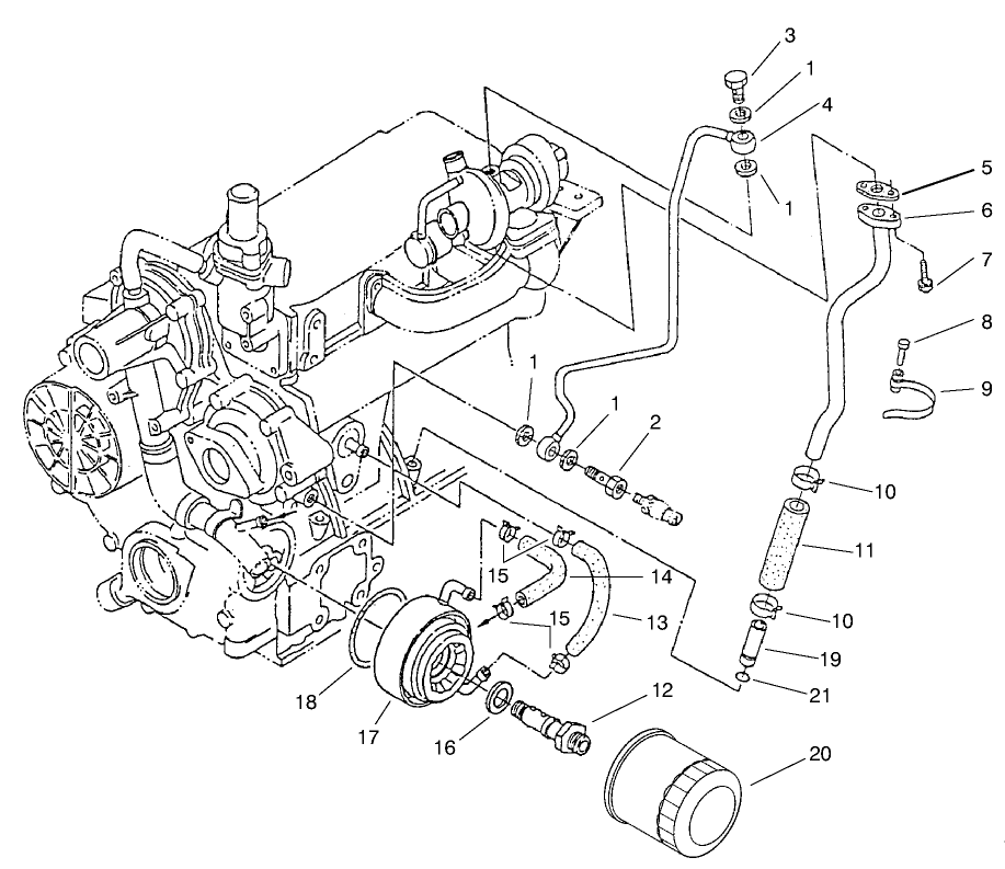 Filter, Oil Cooler & Pipe Asm