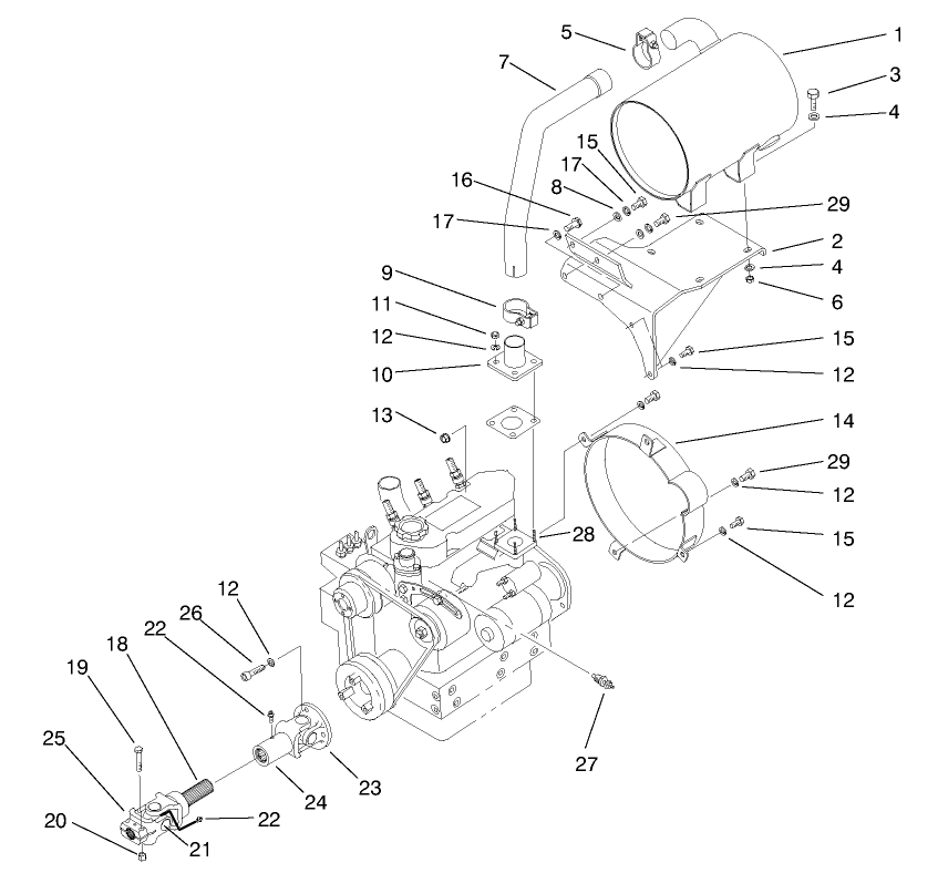 Muffler & Pump Drive Asm