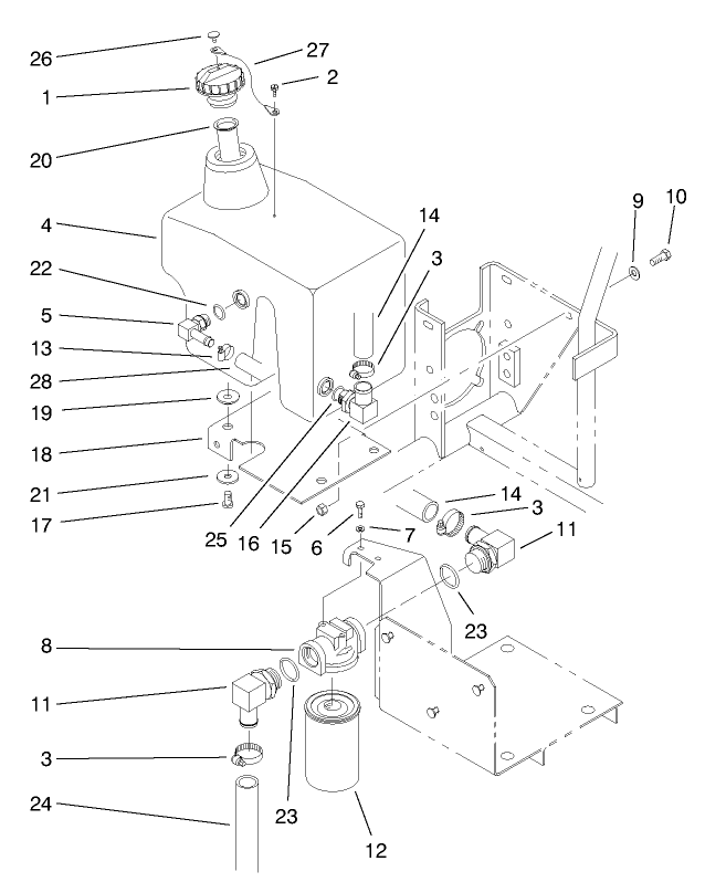 Hydraulic Oil Reservoir & Filter Asm