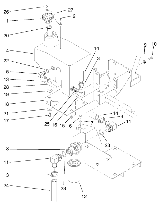 Hydraulic Oil Reservoir & Filter Asm