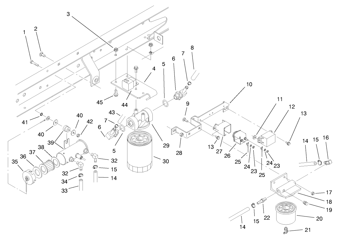 Fuel Filter, Fuel Pump & Relay Mounting