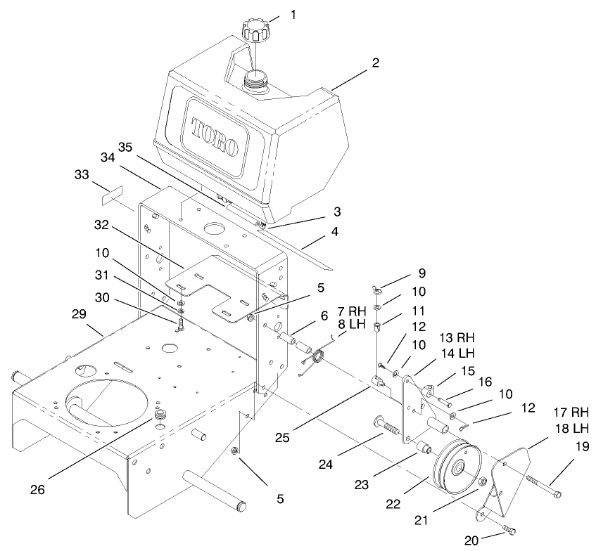 Fuel Tank And Idler Brackey Assembly