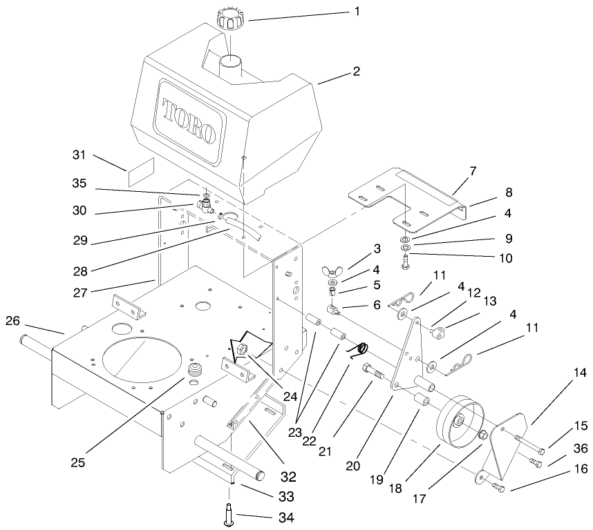 Frame, Fuel Tank And Wheel Drive Idler