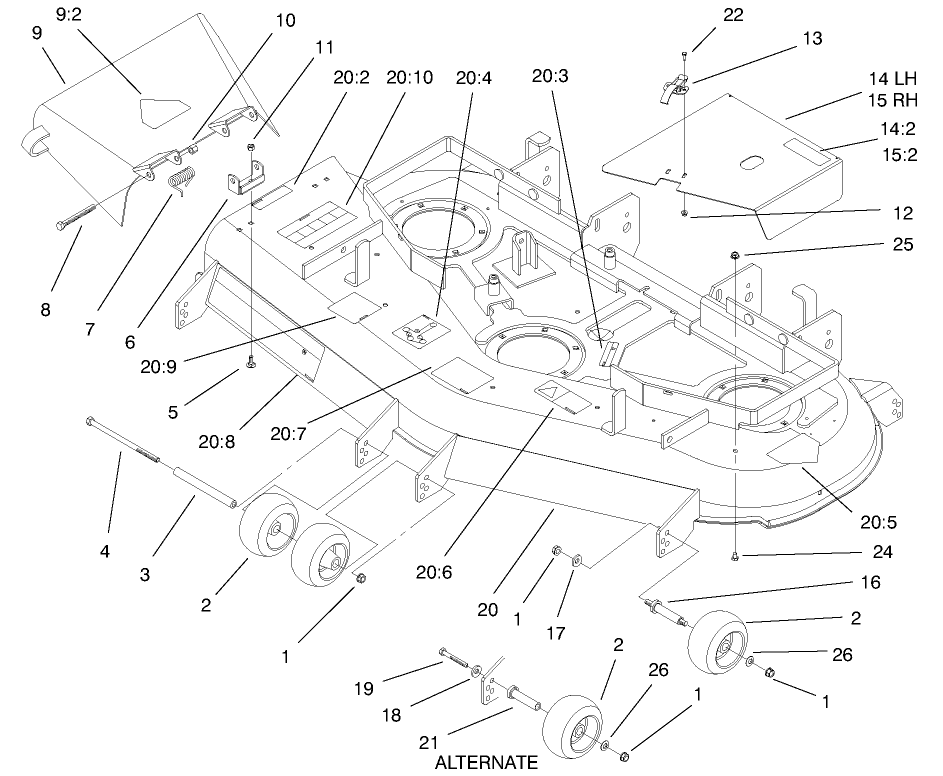 Decals, Deflector, Cover And Rollers Assembly