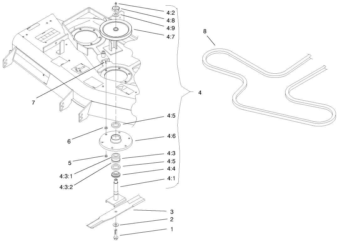 Blade, Spindle And Belt Assembly