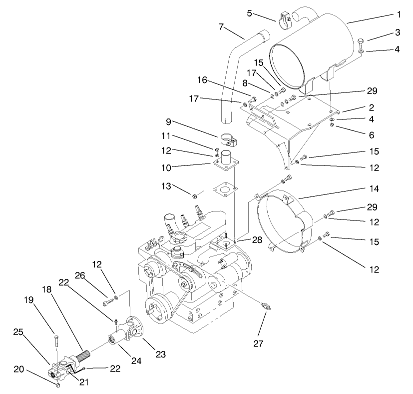 Muffler & Pump Drive Asm