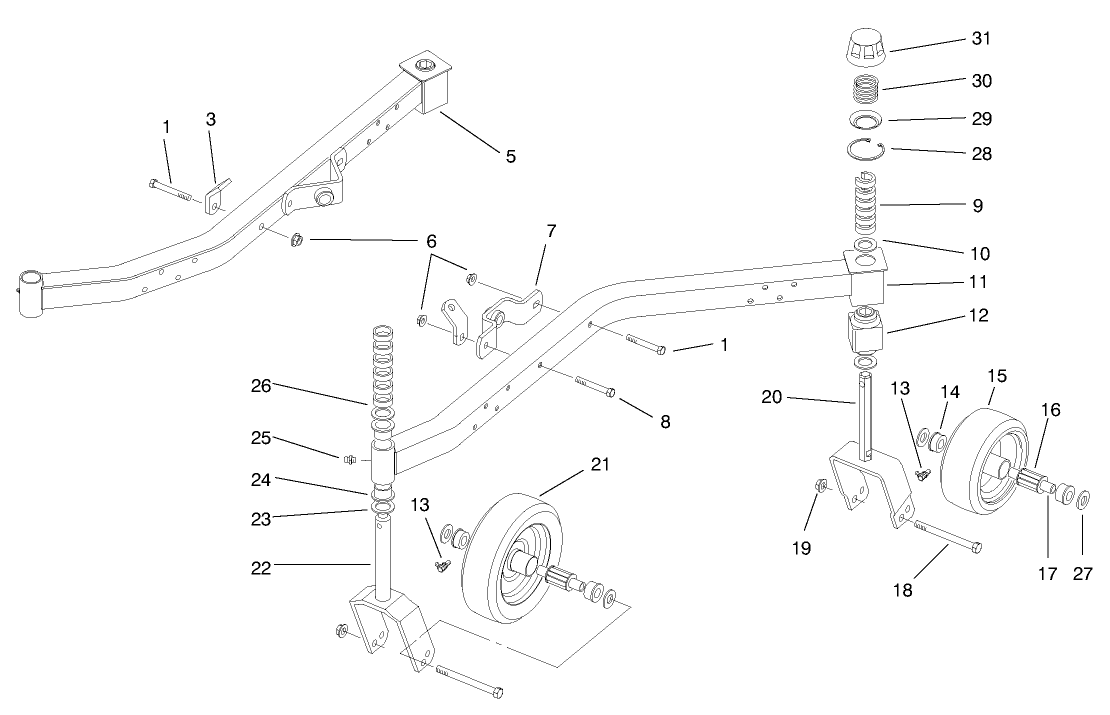 Castor Wheels & Arm Assembly
