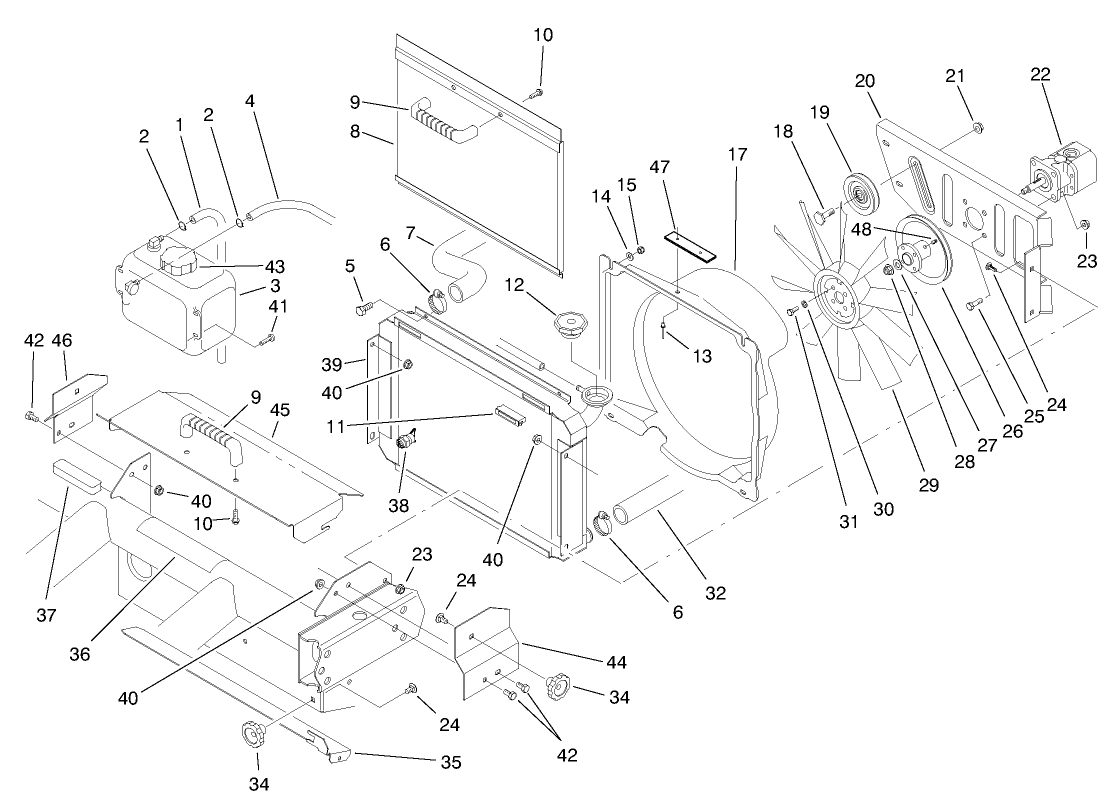 Radiator & Hydraulic Pump Assembly