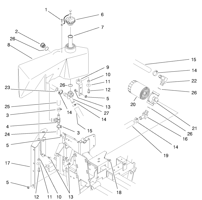 Hydraulic Reservoir & Filer Assembly
