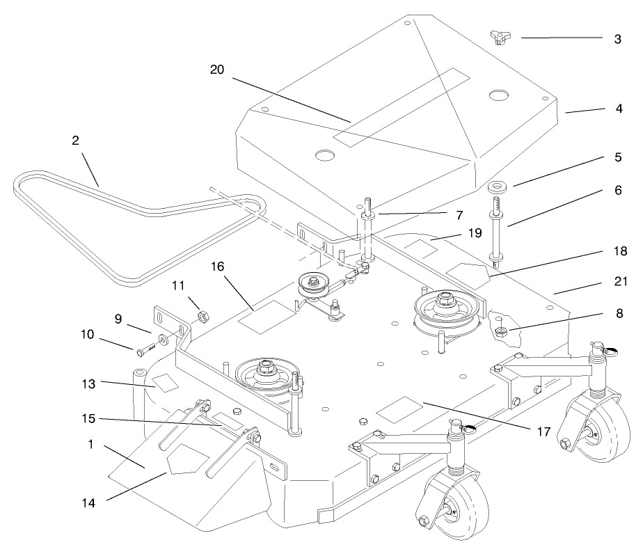 Deck, Cover And Deck Drive Belts