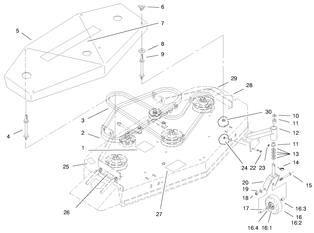 Deck, Cover And Deck Drive Belts