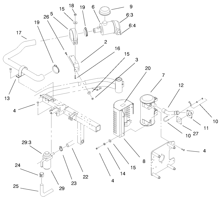 Air Cleaner, Fuel Filter & Exhaust Assembly