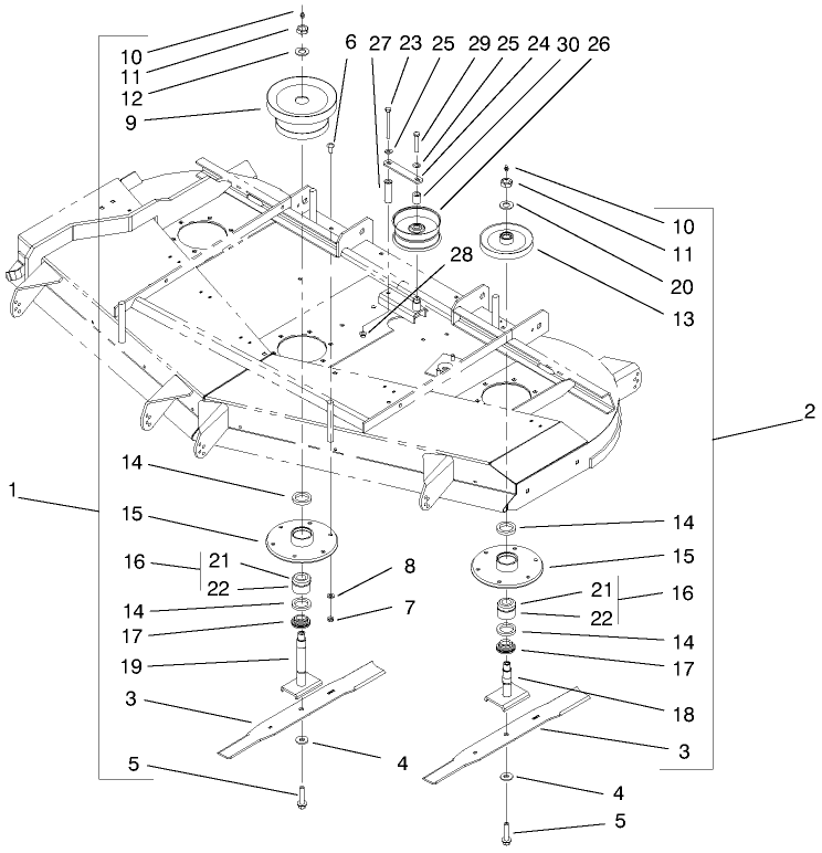 Deflector, Spindle And Pulley Assembly