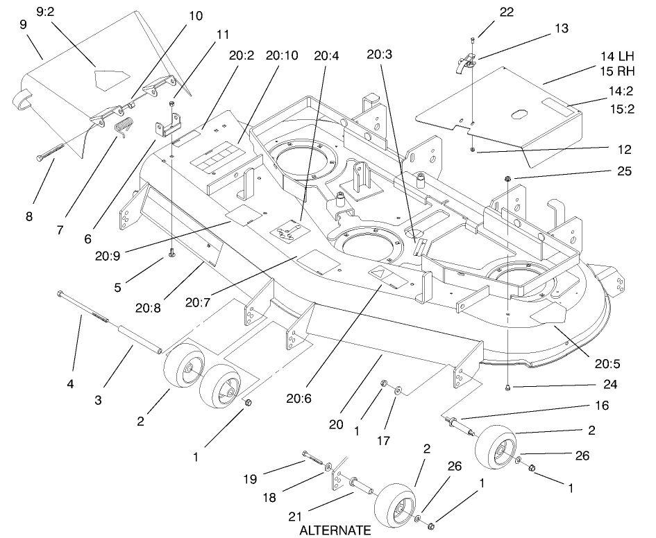 Decals, Deflector, Cover And Rollers Assembly
