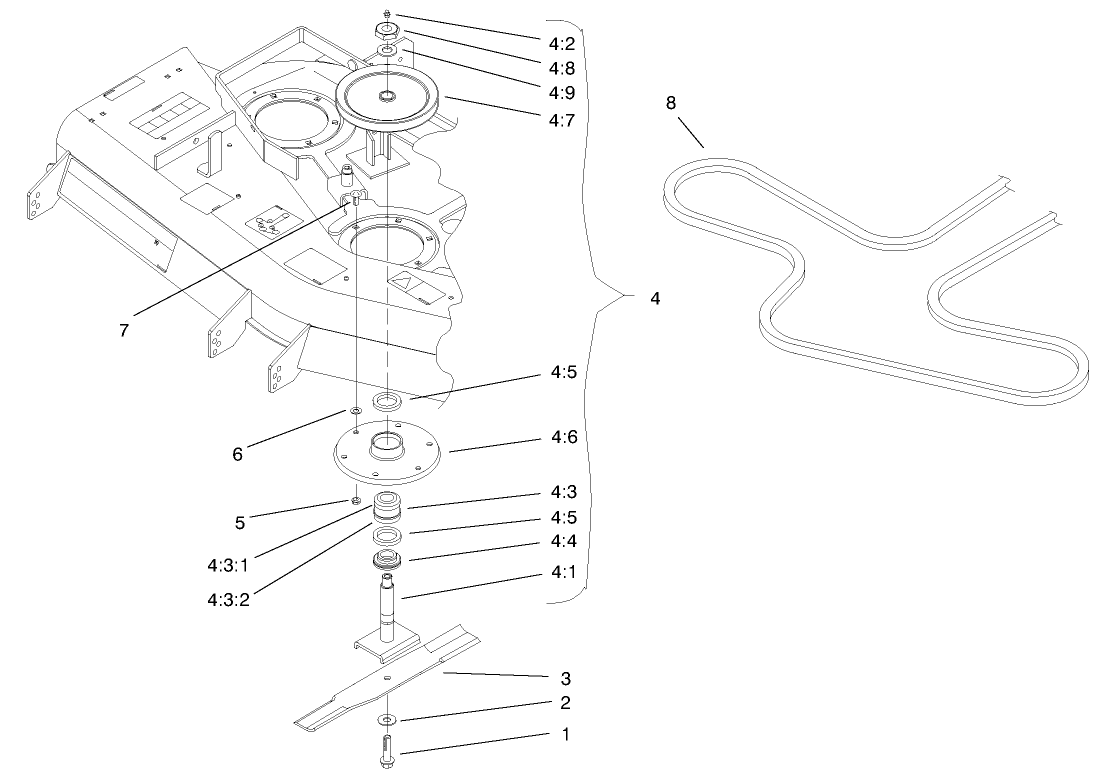 Blade, Spindle And Belt Assembly