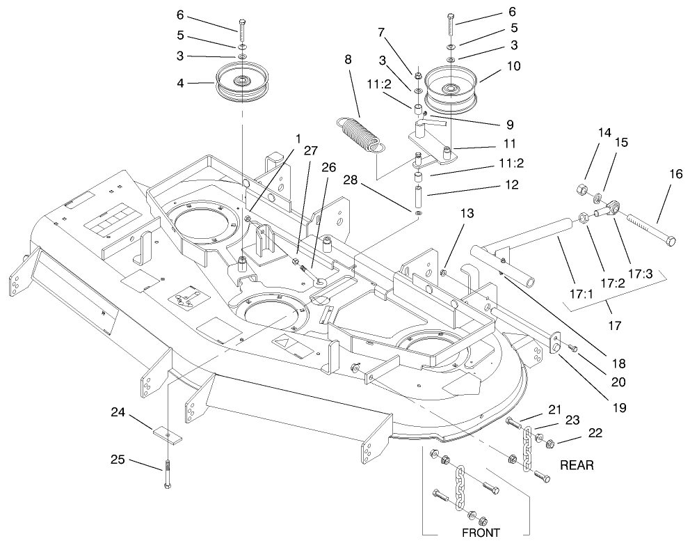 Chains, Pulleys, Lift Struts And Idler Assembly