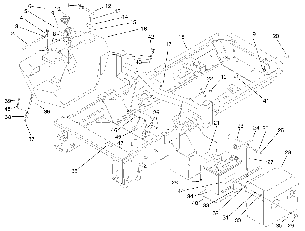 Frame, Fuel Tank and Battery Assembly