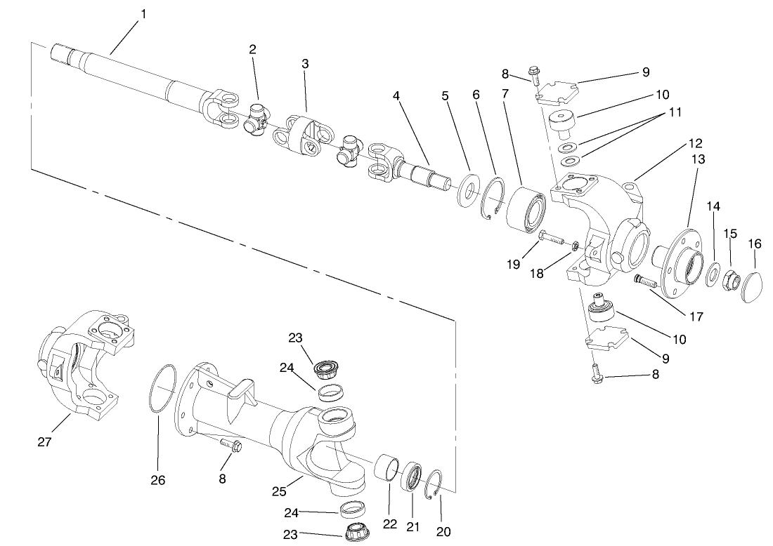 4wd Axle-Universal Joint and Kingpin Assembly
