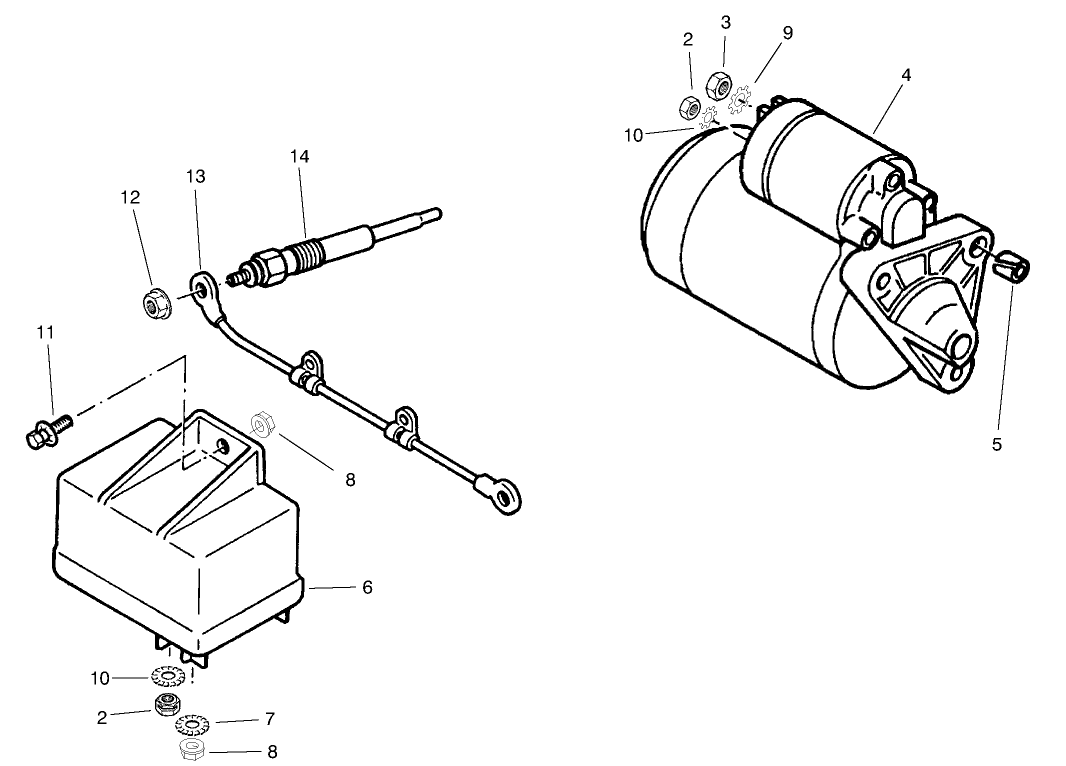 Starter and Glow Plug Assembly