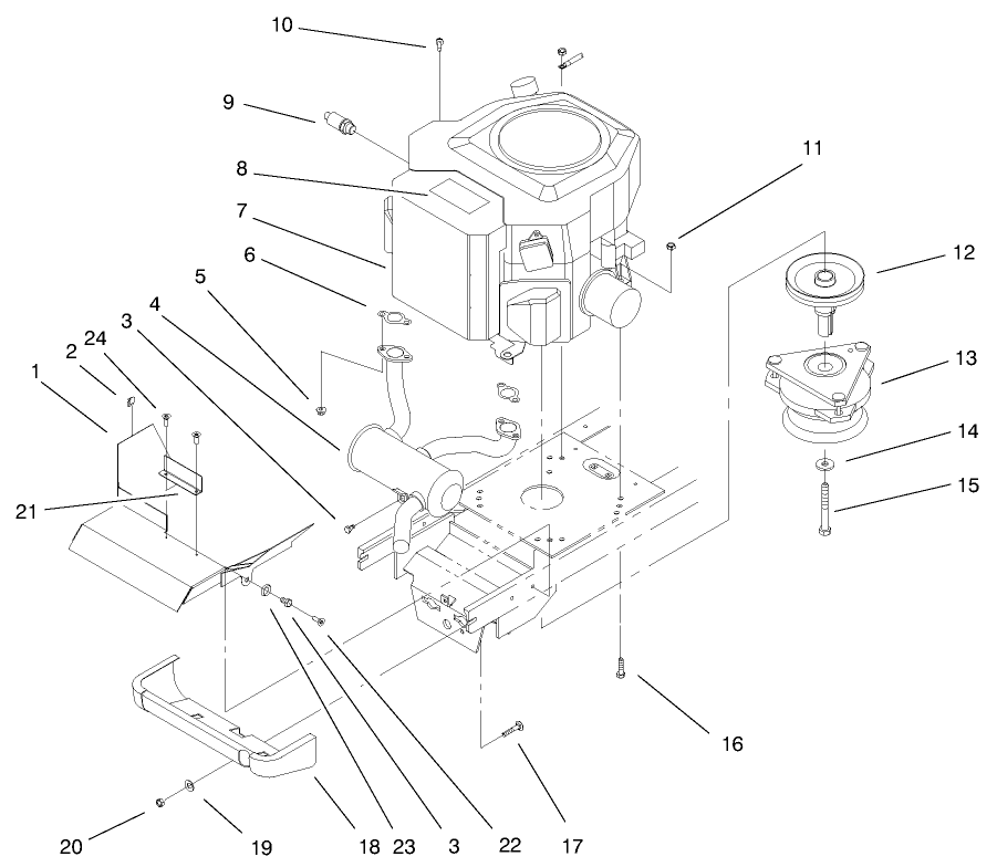Twin Cyl. Engine, Muffler, & Pto Assembly