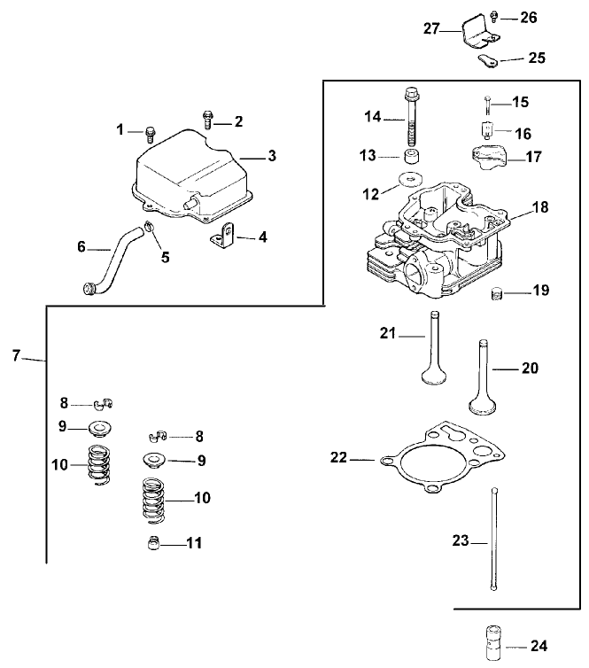 Cylinder Head/valve & Breather (model 73429 Only)