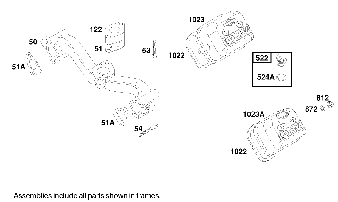 Valve Cover and Exhaust Manifold Assembly Briggs and Stratton 350447-1116-E1
