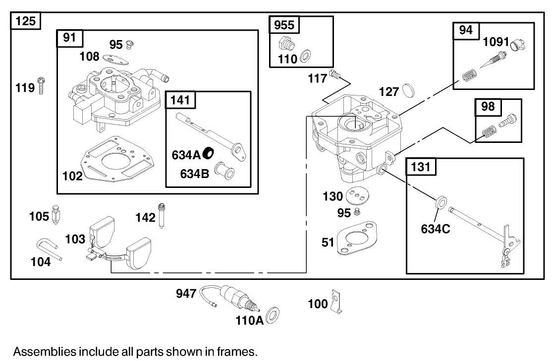 Carburetor Assembly Briggs and Stratton 350447-1116-E1