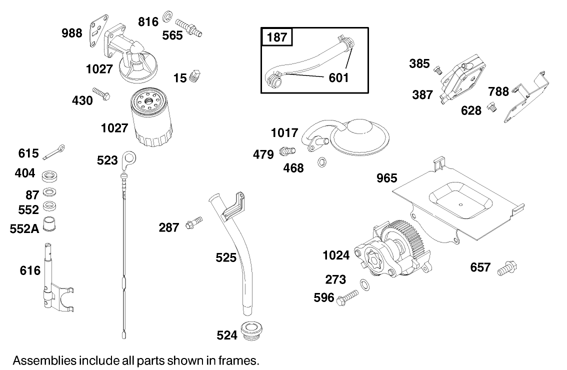 Oil Pump and Oil Filter Assembly Briggs and Stratton 350447-1116-E1