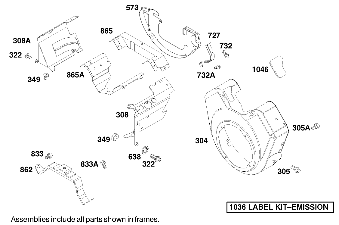 Blower Housing Assembly Briggs and Stratton 350447-1116-E1
