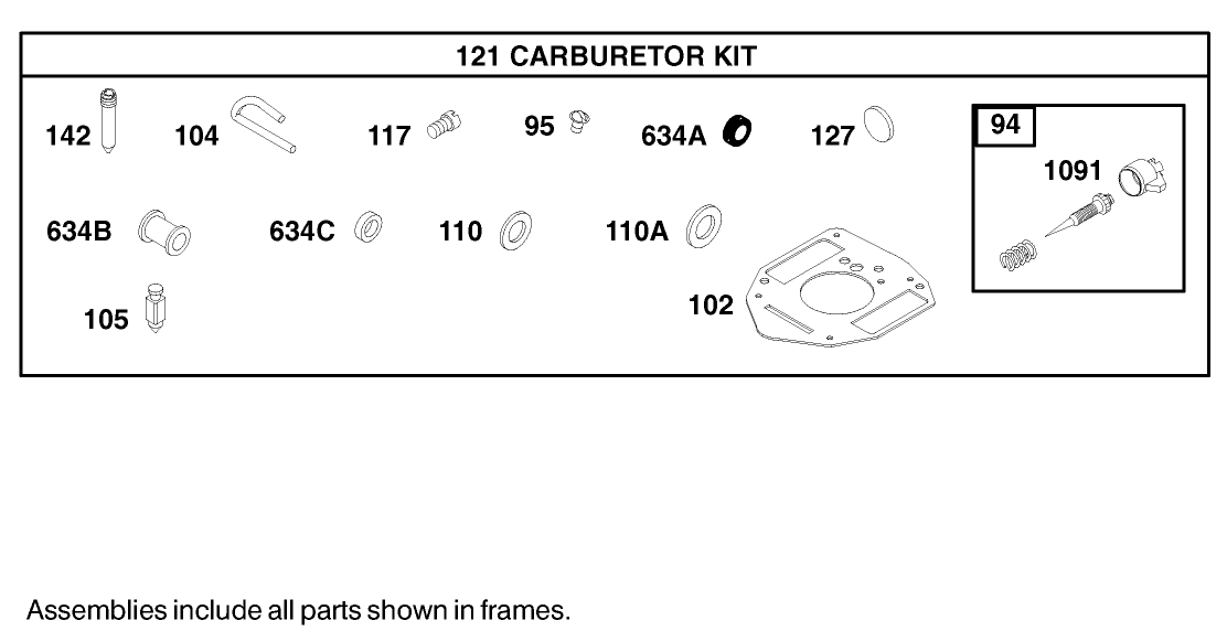 Carburetor Overhaul Kit Briggs and Stratton 350447-1116-E1