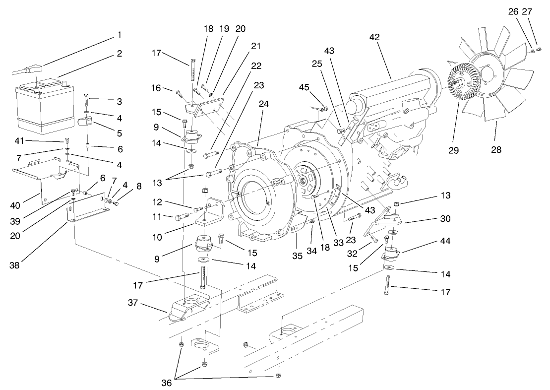 Engine & Battery Installation Assembly