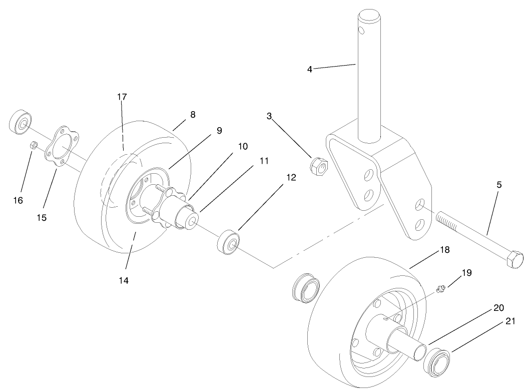Front Castor Fork Assembly