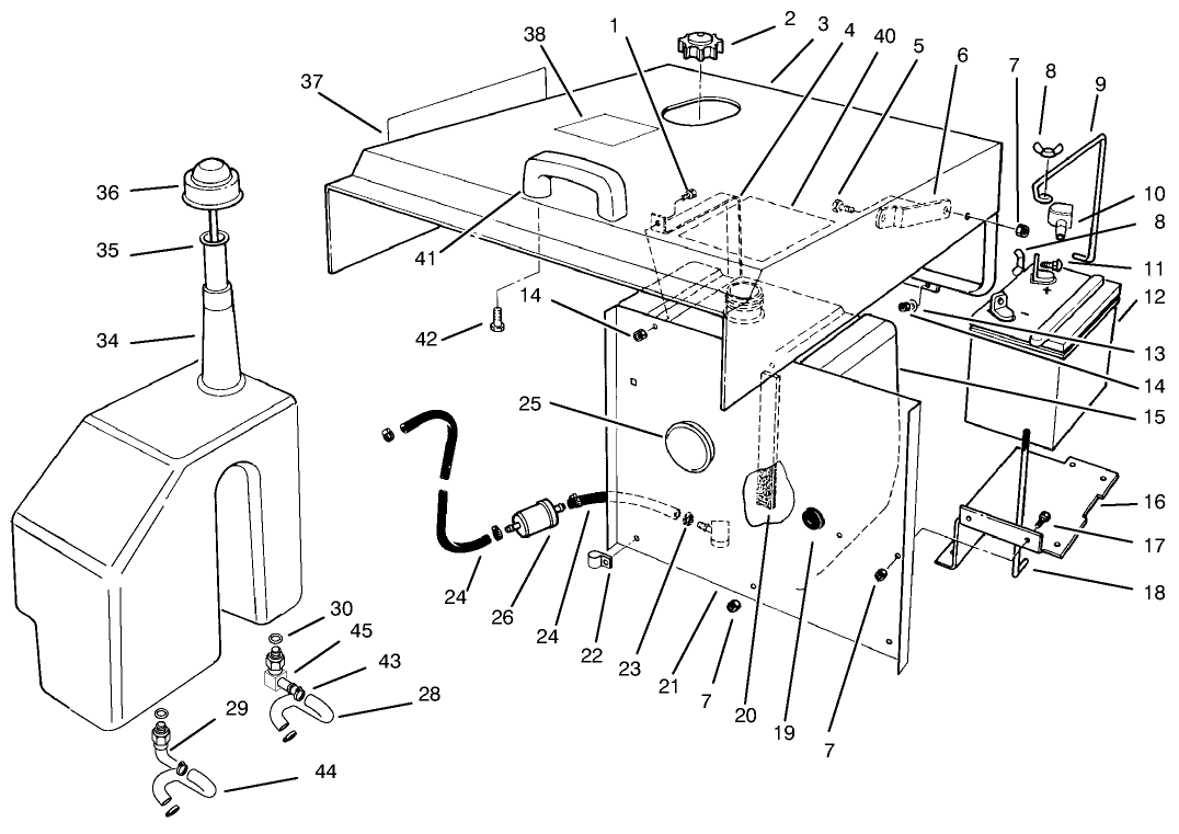Hood, Fuel Tank & Hydraulic Reservoir Assembly