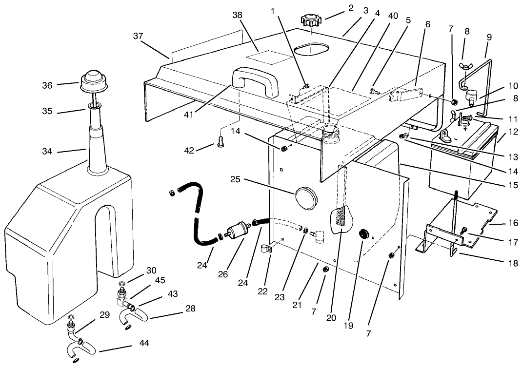 Hood, Fuel Tank & Hydraulic Reservoir Assembly
