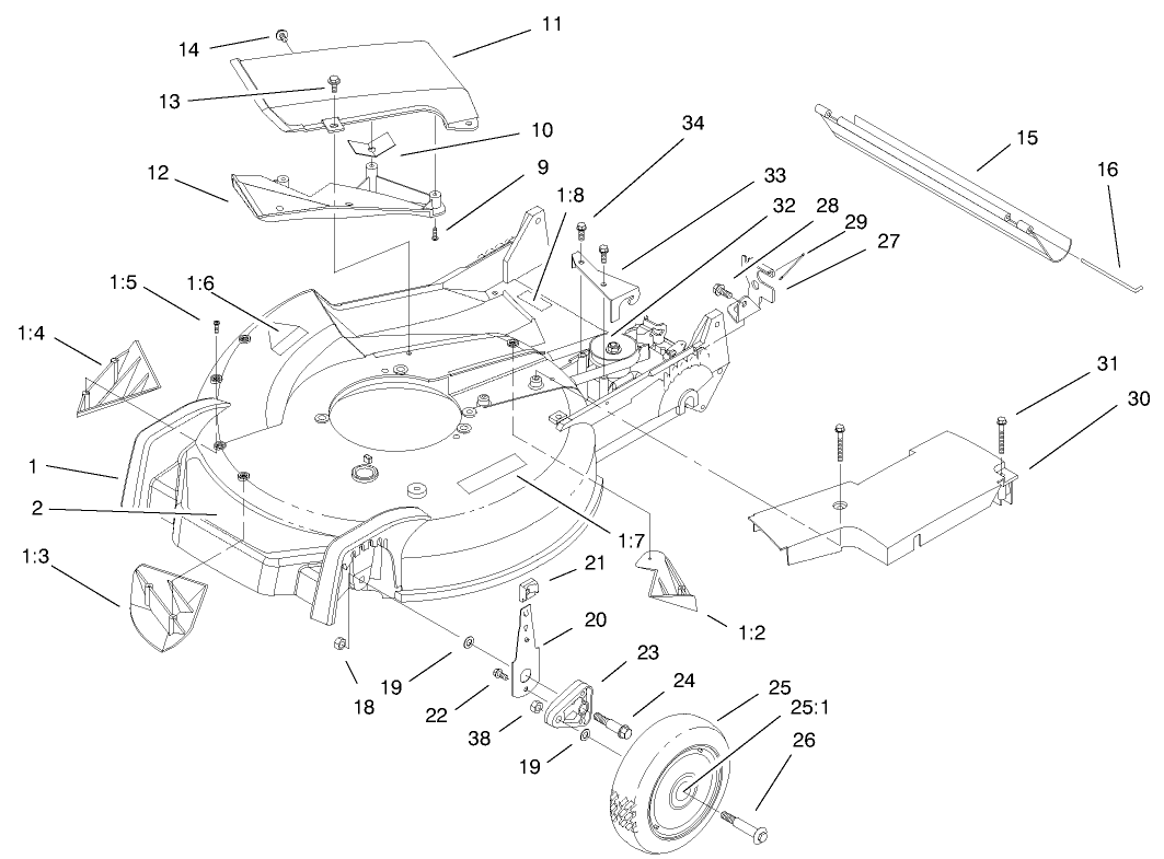Housing, Handle Bracket & Wheel Assembly