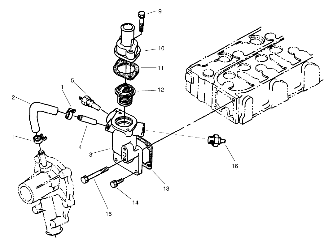Water Flange & Thermostat Assembly