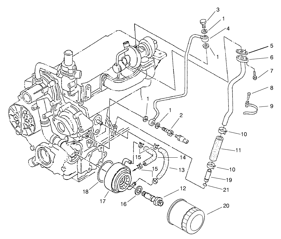 Filter, Oil Cooler & Pipe Assembly